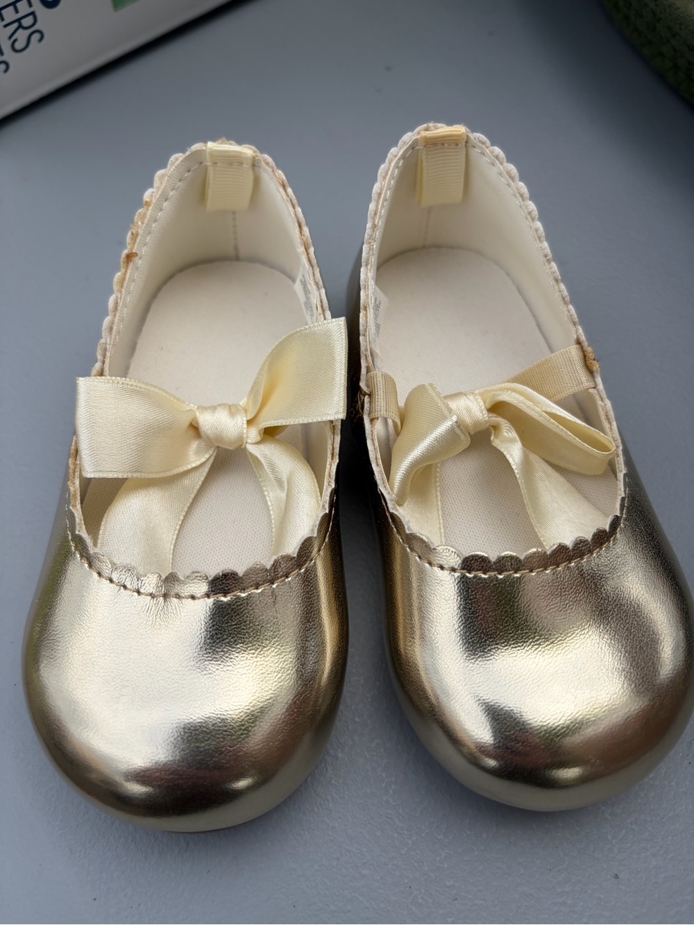 Toddler Girls Metallic Gold Bow Mary Jane Shoes